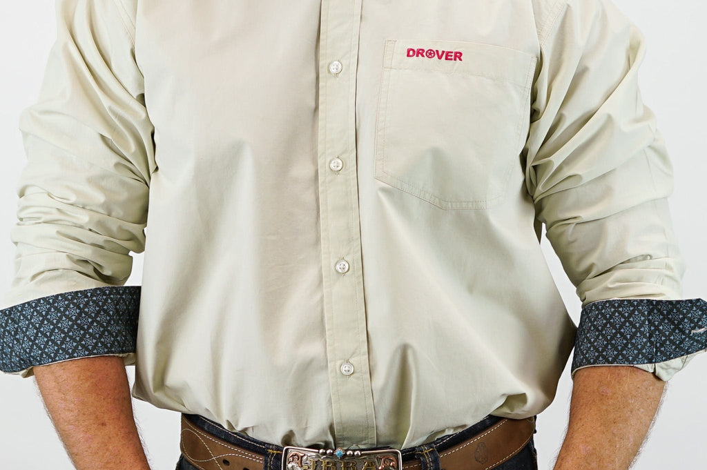 Drover Cowboy Threads Shirts Signature Series - Sidewinder - Solid Oatmeal, Option Cuff, Classic Fit Shirt