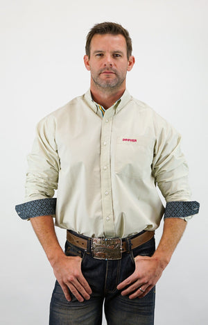 Drover Cowboy Threads Shirts Signature Series - Sidewinder - Solid Oatmeal, Option Cuff, Classic Fit Shirt