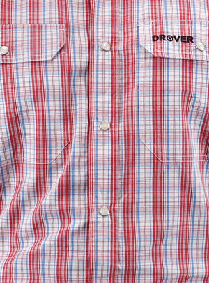 Drover Cowboy Threads Shirts Signature Series - Twister - Red, White and Blue, Option Cuff, Pearl Snap, Classic Fit Shirt