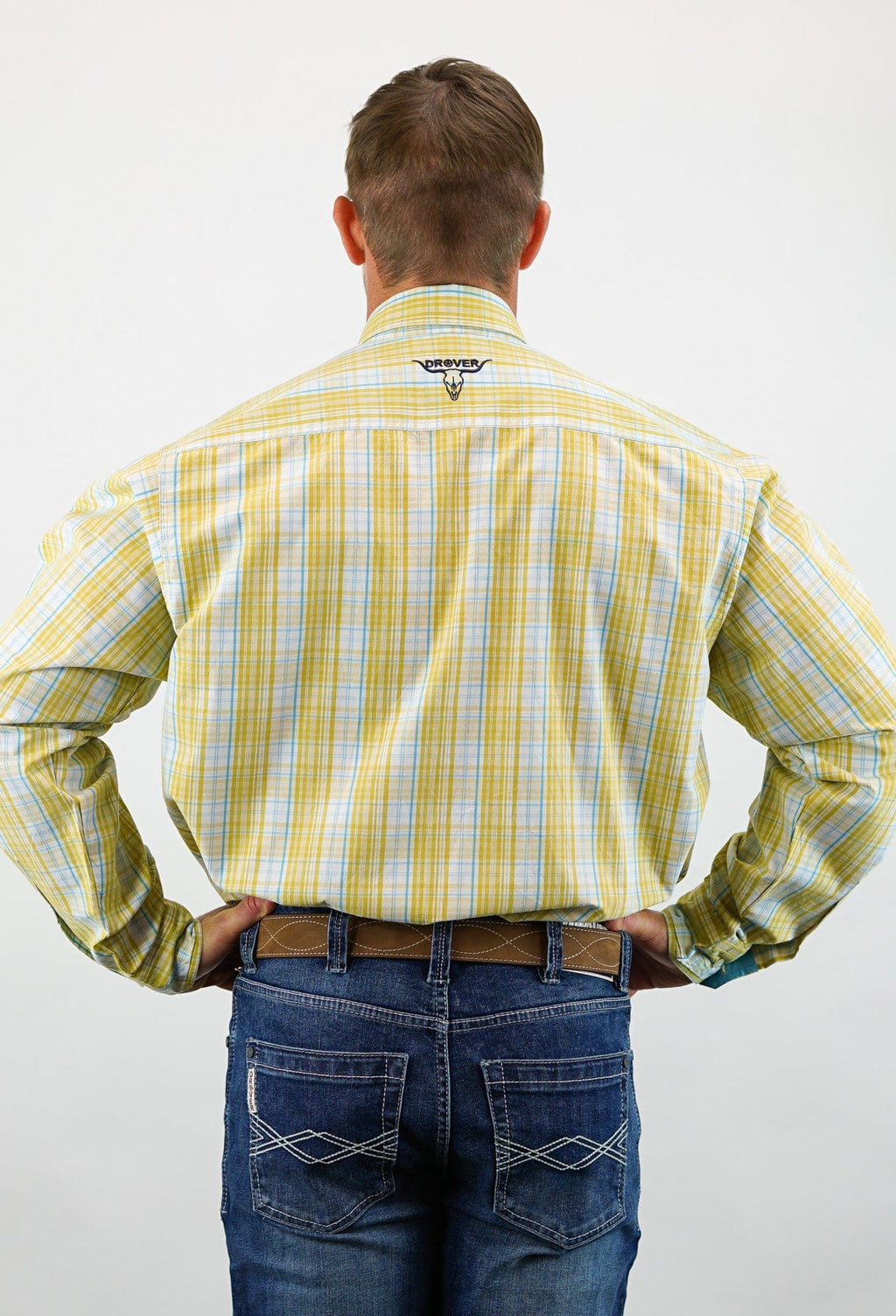 Drover Cowboy Threads Shirts Signature Series - Winchester - Yellow Plaid, Option Cuff, Classic Fit Shirt