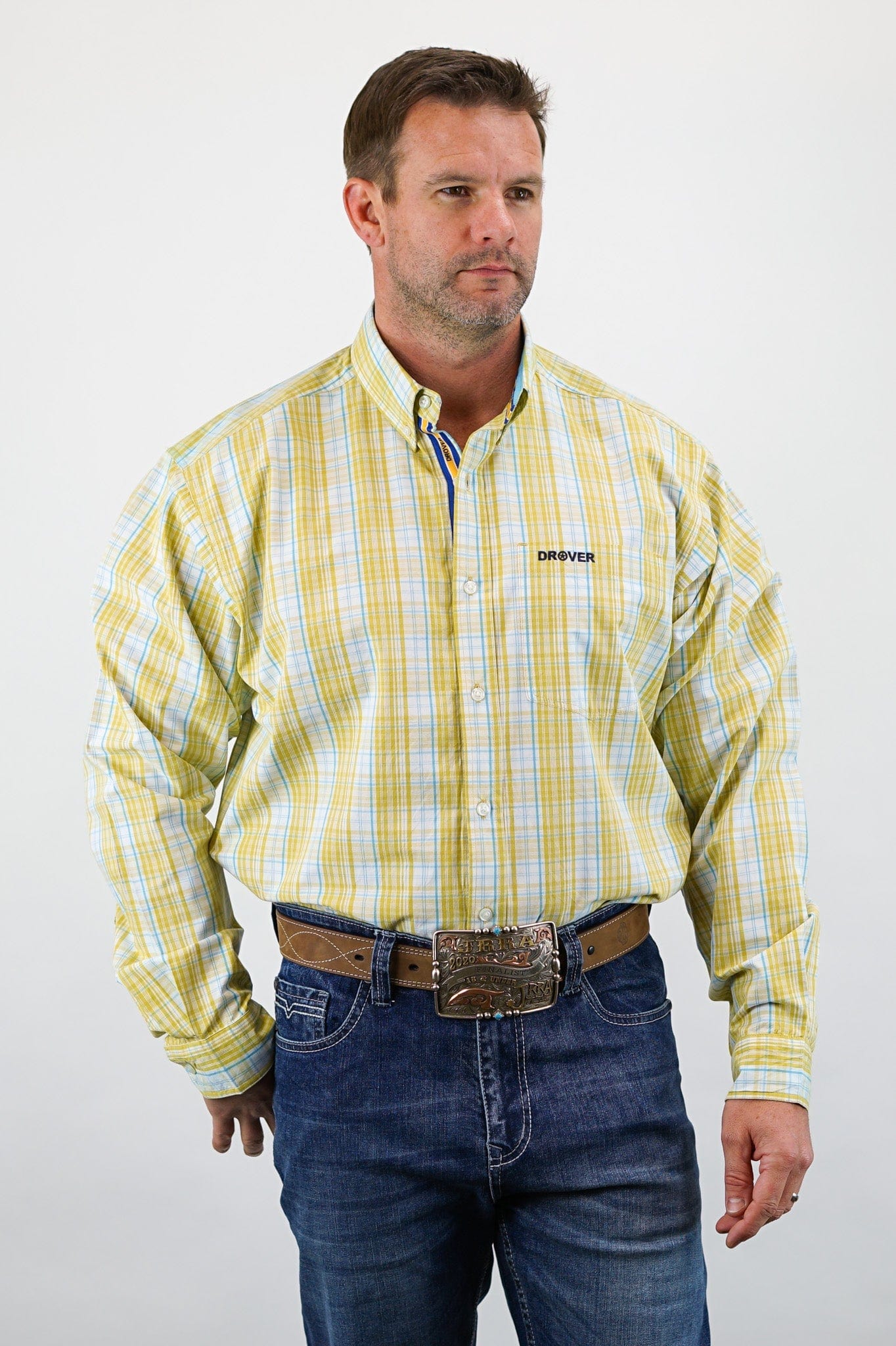 Drover Cowboy Threads Shirts Signature Series - Winchester - Yellow Plaid, Option Cuff, Classic Fit Shirt
