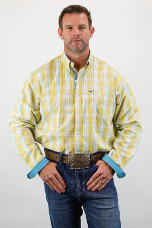 Drover Cowboy Threads Shirts Signature Series - Winchester - Yellow Plaid, Option Cuff, Classic Fit Shirt