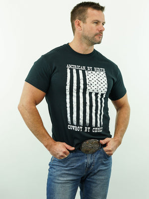 Drover Cowboy Threads Shirts T-Shirt - American By Birth, Cowboy By Choice - Black