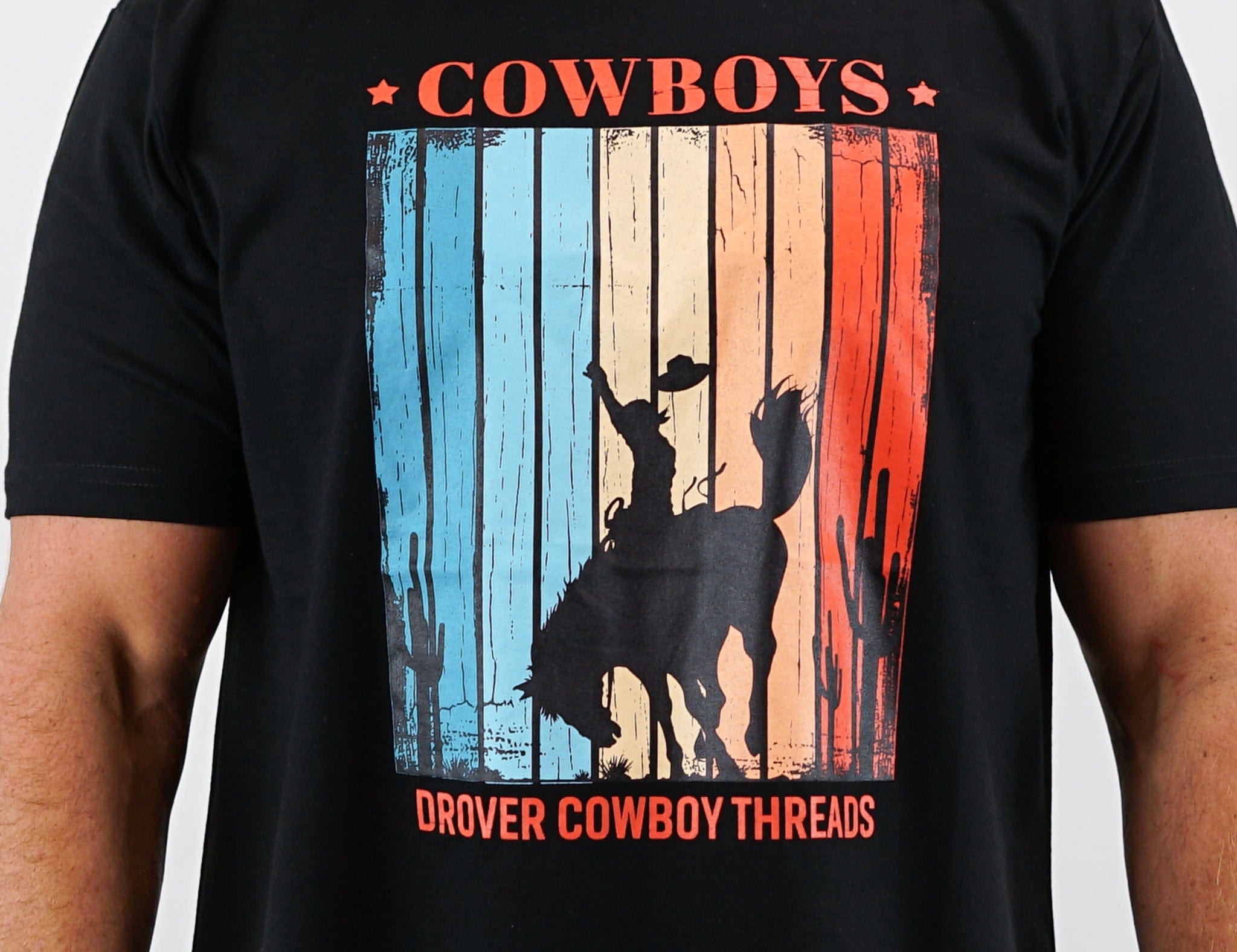 Drover Cowboy Threads Shirts T-Shirt - Bucking Horse - Black