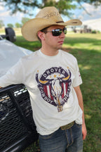 Drover Cowboy Threads Shirts T-Shirt - Bull Skull - Heathered Oatmeal