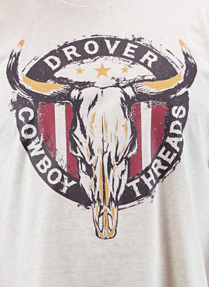 Drover Cowboy Threads Shirts T-Shirt - Bull Skull - Heathered Oatmeal