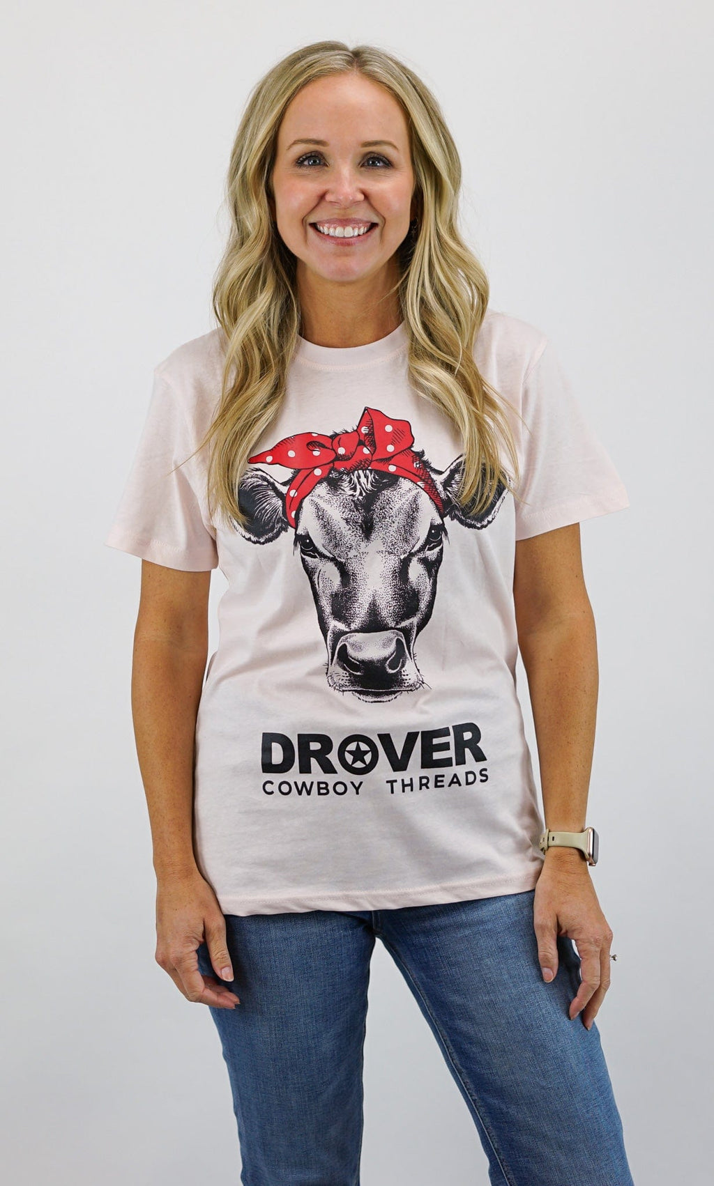 Drover Cowboy Threads Shirts T-Shirt - Cute Heifer Tee - Light Pink