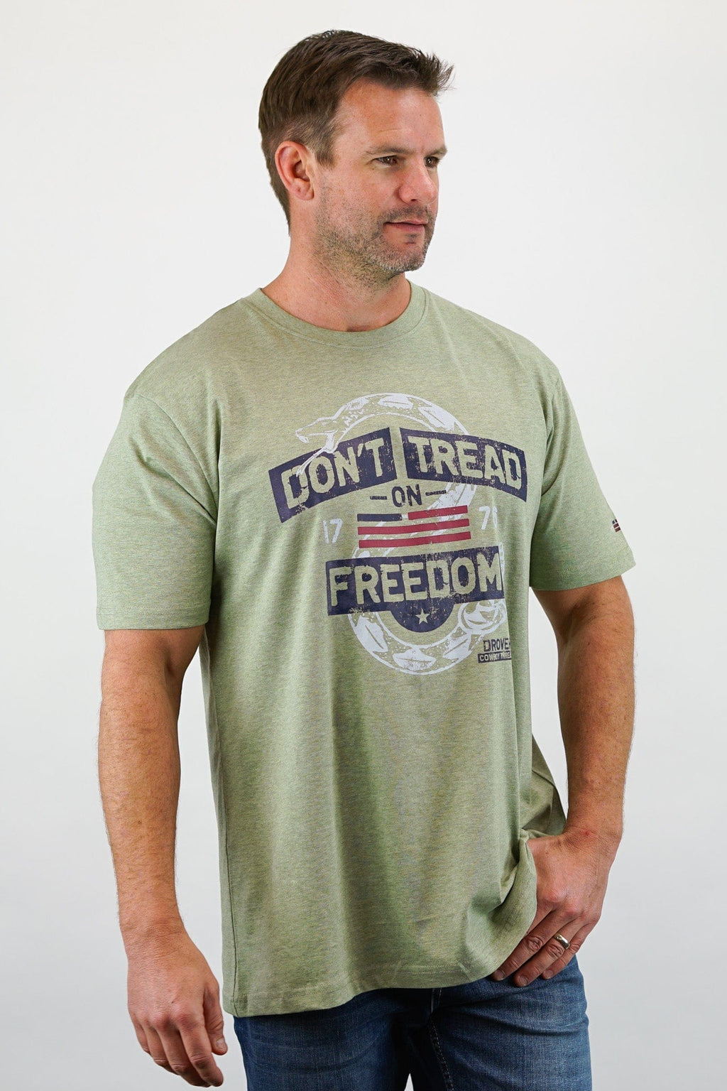 Drover Cowboy Threads Shirts T-Shirt - Don't Tread On Freedom - Heathered Green