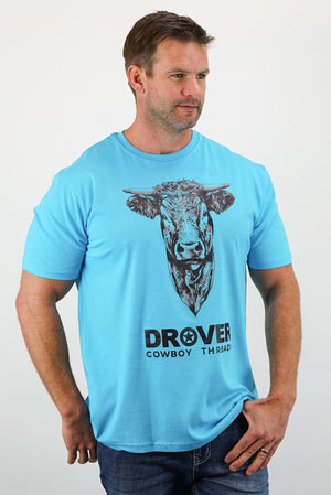 Drover Cowboy Threads Shirts T-Shirt, The Bull - Bright Blue