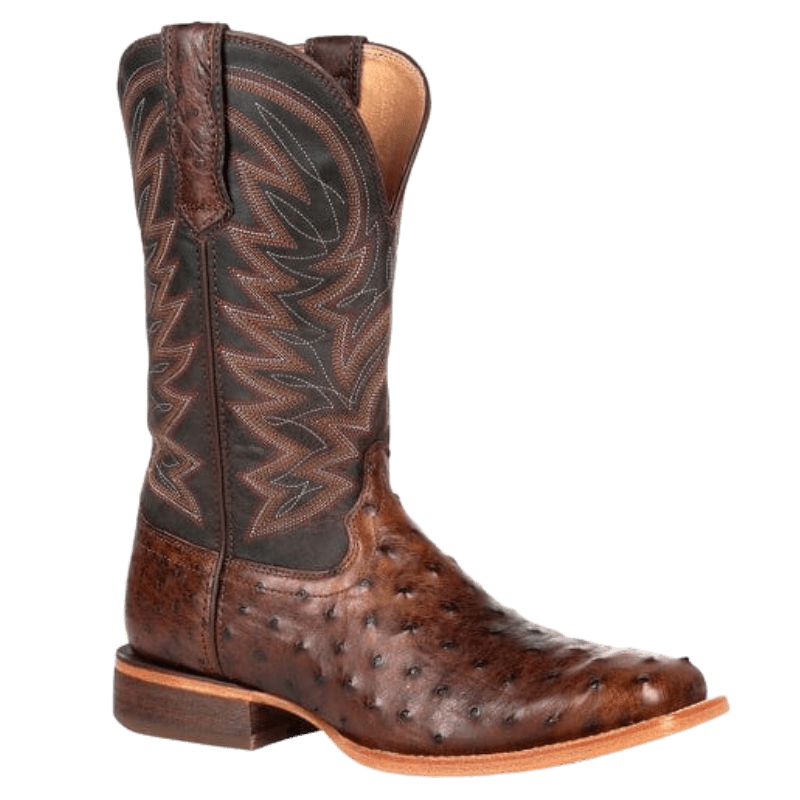 DURANGO BOOTS Boots Durango Men's Premium Exotic Full-Quill Ostrich Antiqued Saddle Square Toe Western Boots DDB0274