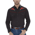 Ely & Walker Shirts Ely & Walker Men's Black Embroidered Rose Long Sleeve Western Snap Shirt 15203901-88