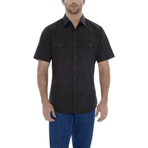 ELY & WALKER Shirts Ely Walker Men's Black Short Sleeve Solid Western Shirt 15201605-89
