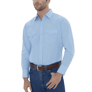 Ely Cattleman Men s Light Blue Long Sleeve Western Shirt 1520190582 Russell s Western Wear Inc