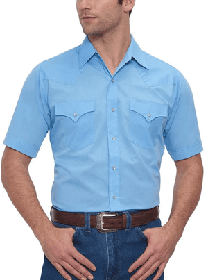 ELY & WALKER Shirts Ely Walker Men's Light Blue Short Sleeve Western Shirt 15201605-82