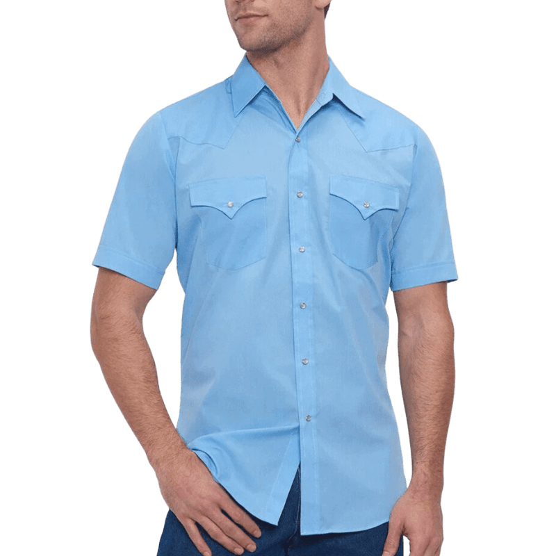 ELY & WALKER Shirts Ely Walker Men's Light Blue Short Sleeve Western Shirt 15201605-82
