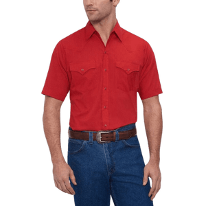 Ely & Walker Shirts Ely Walker Men's Red Short Sleeve Solid Western Shirt 15201605-70