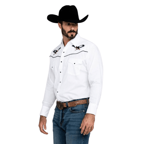 Ely Cattleman Men's Long Sleeve Flying Eagle Embroidery, Size: Small, White Ely Cattleman Men's Long Sleeve Flying Eagle Embroidery, Size: Small, White
