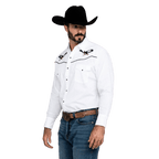 ELY & WALKER Shirts Ely & Walker Men's White Embroidered Eagle Long Sleeve Western Snap Shirt 15203961-01