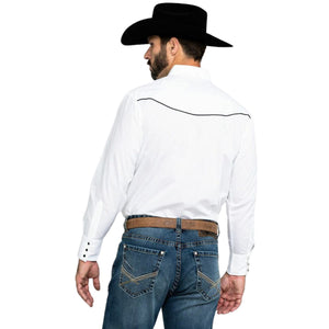 Ely & Walker Shirts Ely & Walker Men's White Embroidered Eagle Long Sleeve Western Snap Shirt 15203961-01