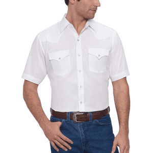 ELY & WALKER Shirts Ely Walker Men's White Short Sleeve Solid Shirt 15201605-01
