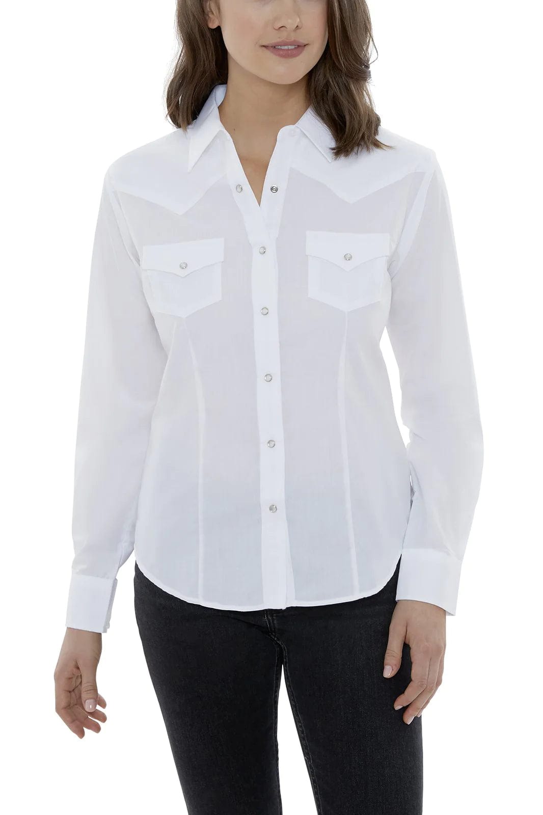 Ely Cattleman Women's White Long Sleeve Western Snap Shirt 15321905-01 WHT | Size Medium | Cotton Blend Ely Cattleman Women's White Long Sleeve Western Snap Shirt 15321905-01 WHT | Size Medium | Cotton Blend