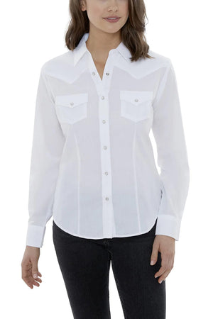 Ely & Walker Shirts Ely & Walker Women's White Long Sleeve Western Snap Shirt 15321905-01 WHT