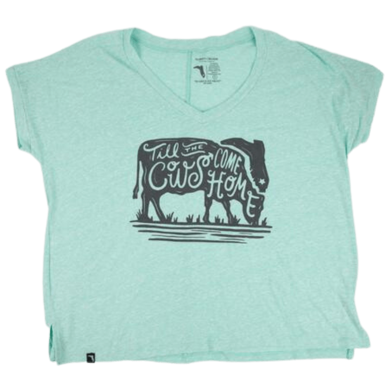 Florida Cracker Trading Company Shirts Florida Cracker Trading Co. Women's Blue "Til the Cows Come Home" Cropped Tee
