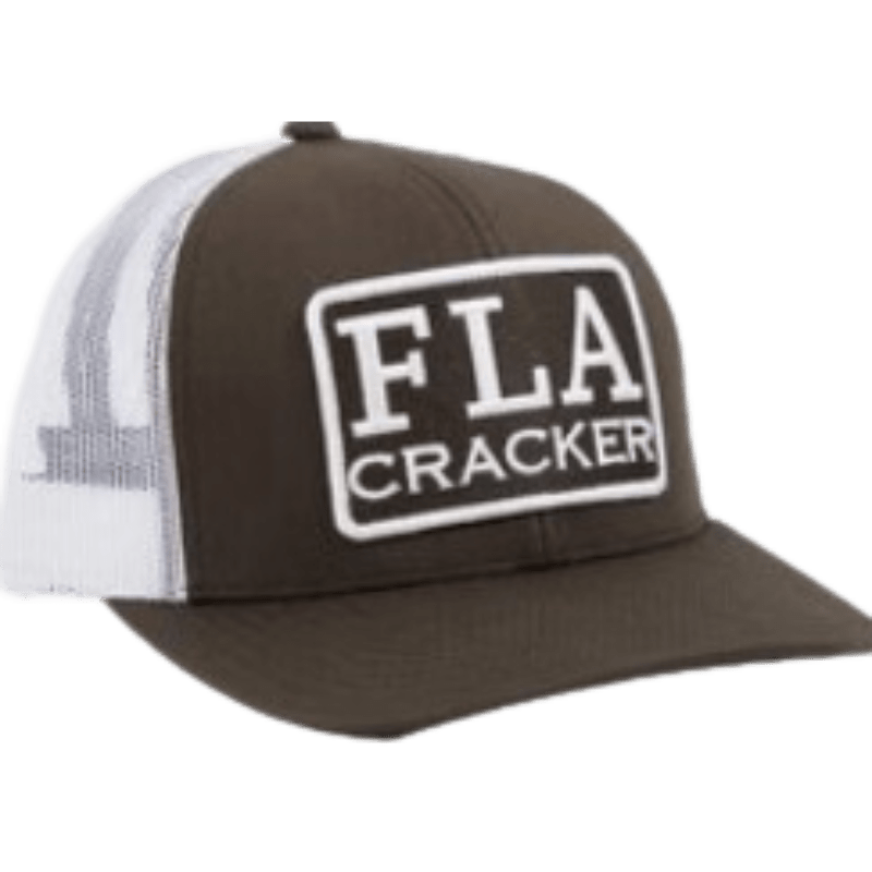 FLORIDA CRACKER TRADING Hats Florida Cracker Trading Co. Men's Florida Patch Brown/White Trucker Ball Cap