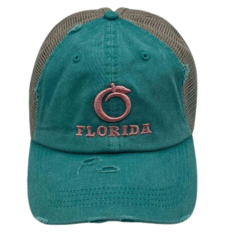 Florida Heritage Hats Florida Heritage Ladies Ponytail Hat Teal/Peach