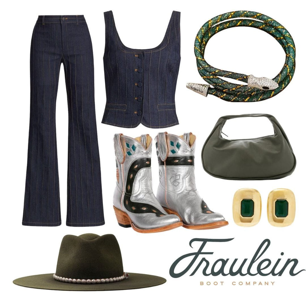 Fraulein Boot Company Boots Fraulein Boot Company Women's Silver Sneaky Snake Cowboy Boot