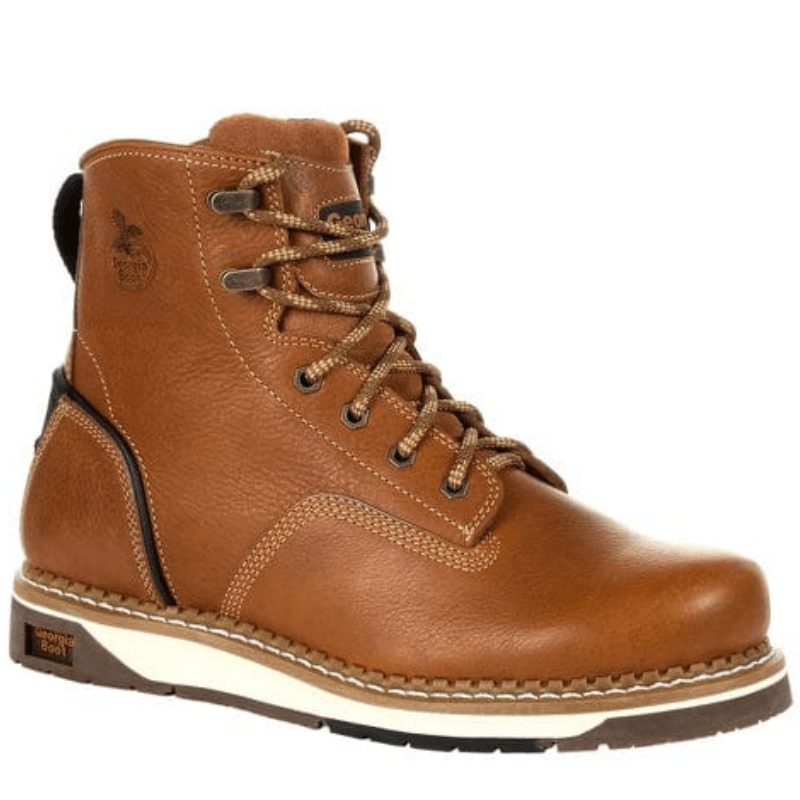 GEORGIA BOOT Boots Georgia Boot Men's Amp LT Brown Wedge Round Toe Work Boot GB00347