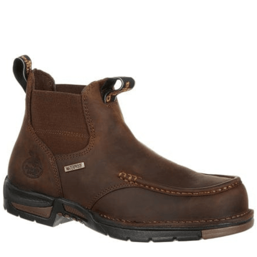 Georgia Boot Men's Athens Chelsea Dark Brown Moc Toe Work Boot