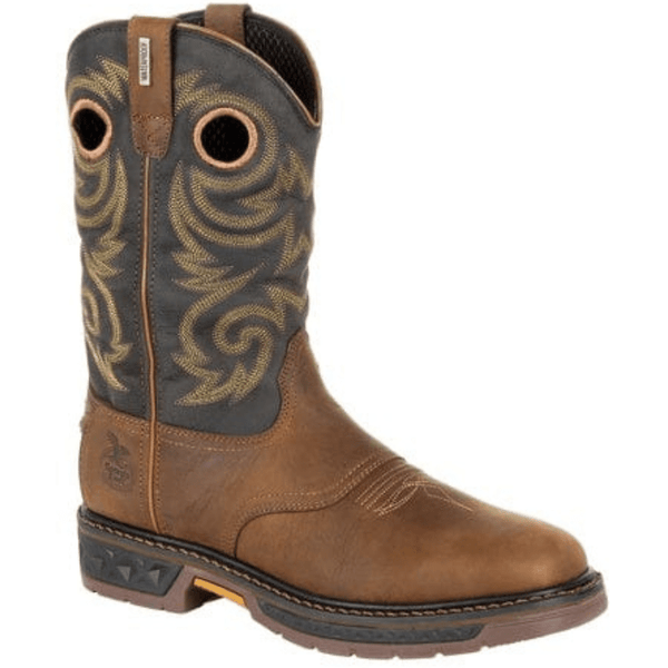 Georgia Boot Two-Tone Brown Leather Western Work Boot Georgia Boot Western Waterproof Work Square Toe | Dallas  main image 3