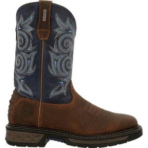 Georgia Boot Boots Georgia Boot Men's Carbo-Tec LT Brown and Navy Round Toe Work Boot GB00435