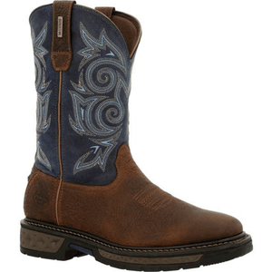 Georgia Boot Boots Georgia Boot Men's Carbo-Tec LT Brown and Navy Round Toe Work Boot GB00435