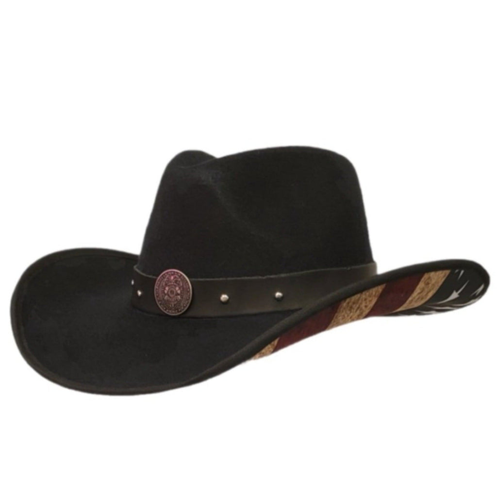 Gone Country Hats Men & Women's Hats Small 6-7/8 to 7 / American Flag Black Cotton Felt Police Heroes - American Flag Black Cotton Poly Felt