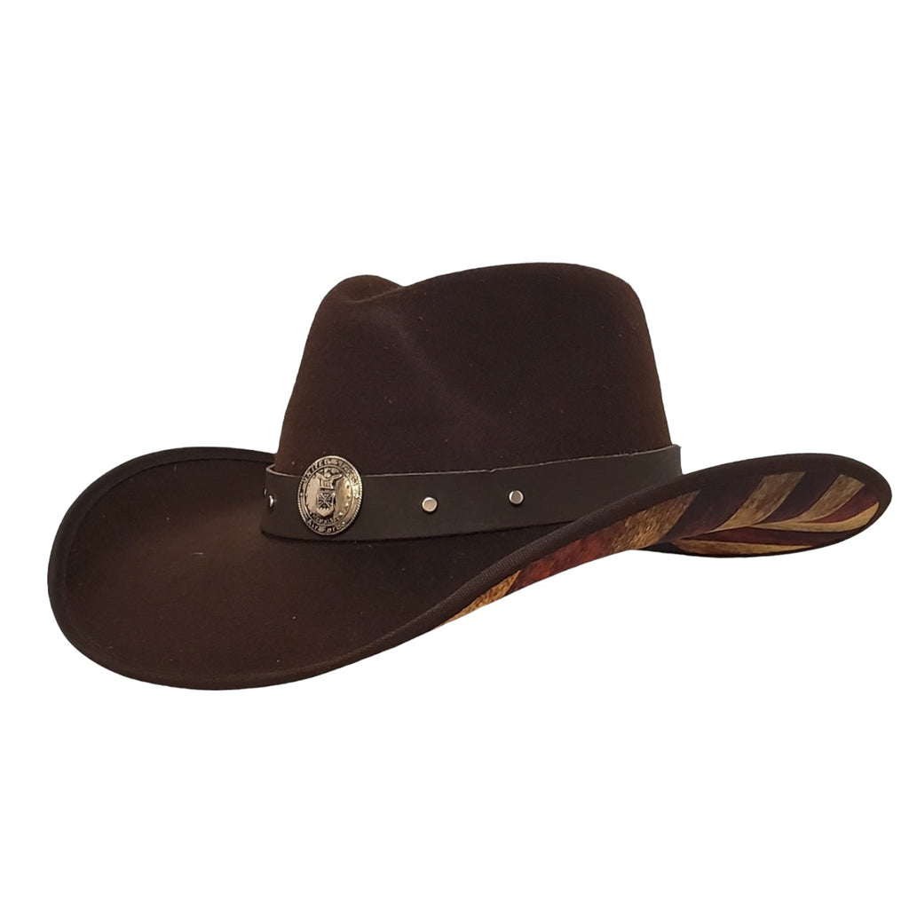 Gone Country Hats Men & Women's Hats Small 6-7/8 to 7 / American Flag Brown Cotton Felt AIR FORCE HEROES BROWN COTTON USA