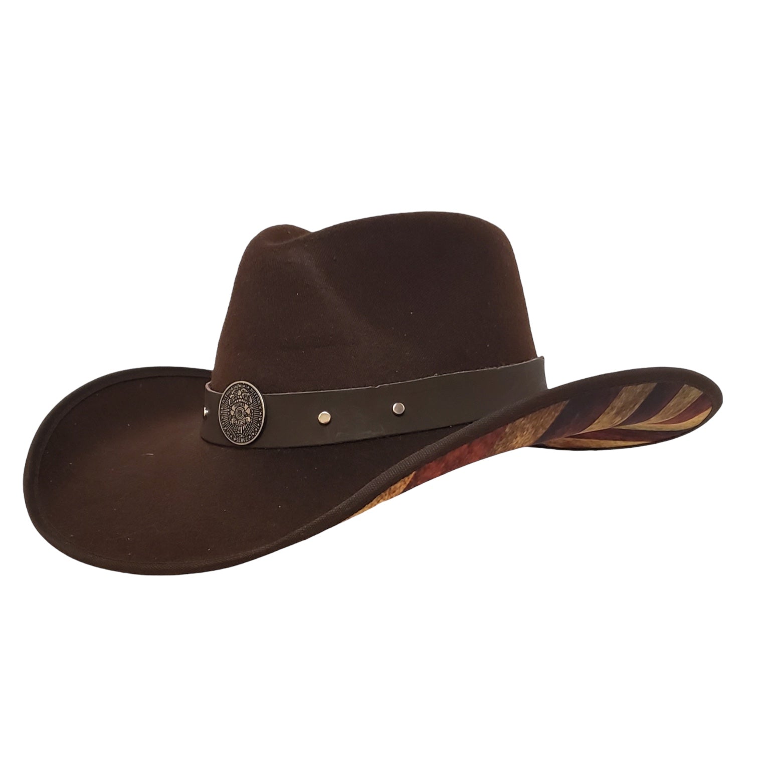Gone Country Hats Men & Women's Hats Small 6-7/8 to 7 / American Flag Brown Cotton Felt POLICE HEROES BROWN COTTON USA