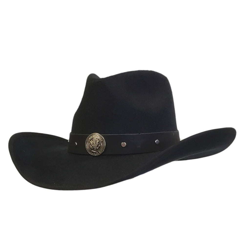 Gone Country Hats Men & Women's Hats Small 6-7/8 to 7 / Black Cotton Felt Army Heroes (Renagade Series) - Black Cotton Poly Felt