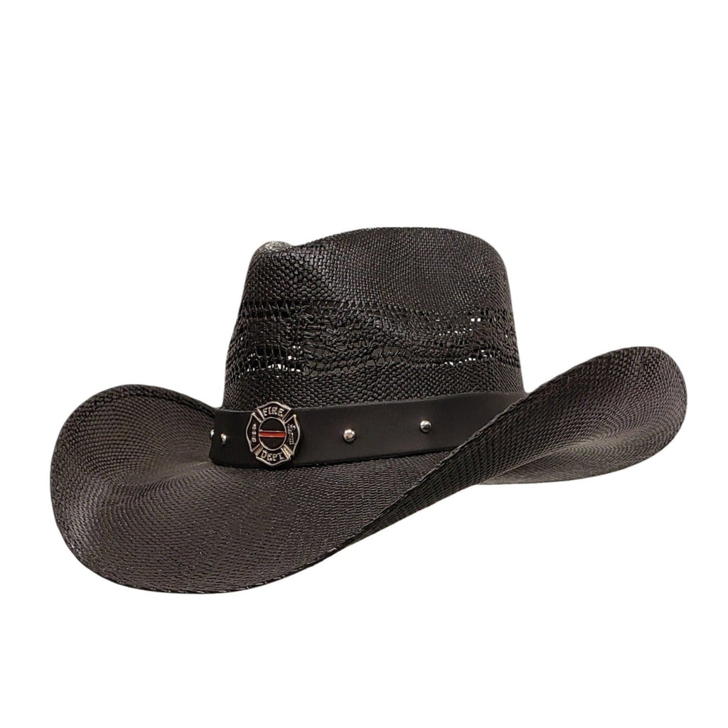 Gone Country Hats Men & Women's Hats Small 6-7/8 to 7 / Black Straw Firefighter Heroes - Black Straw