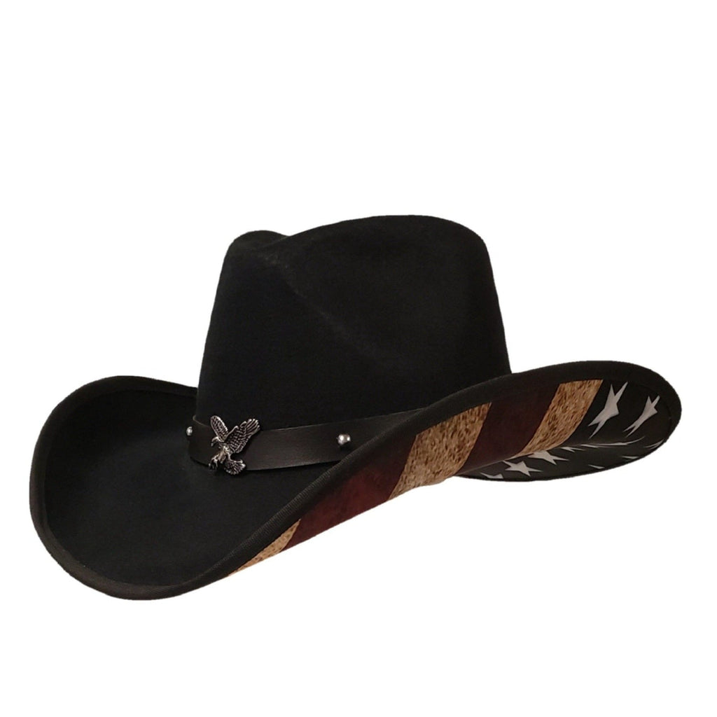 Gone Country Hats Men & Women's Hats Small 6-7/8 to 7 Gone Country Patriot Black - Cotton  (Renegade Series) Cowboy Hat