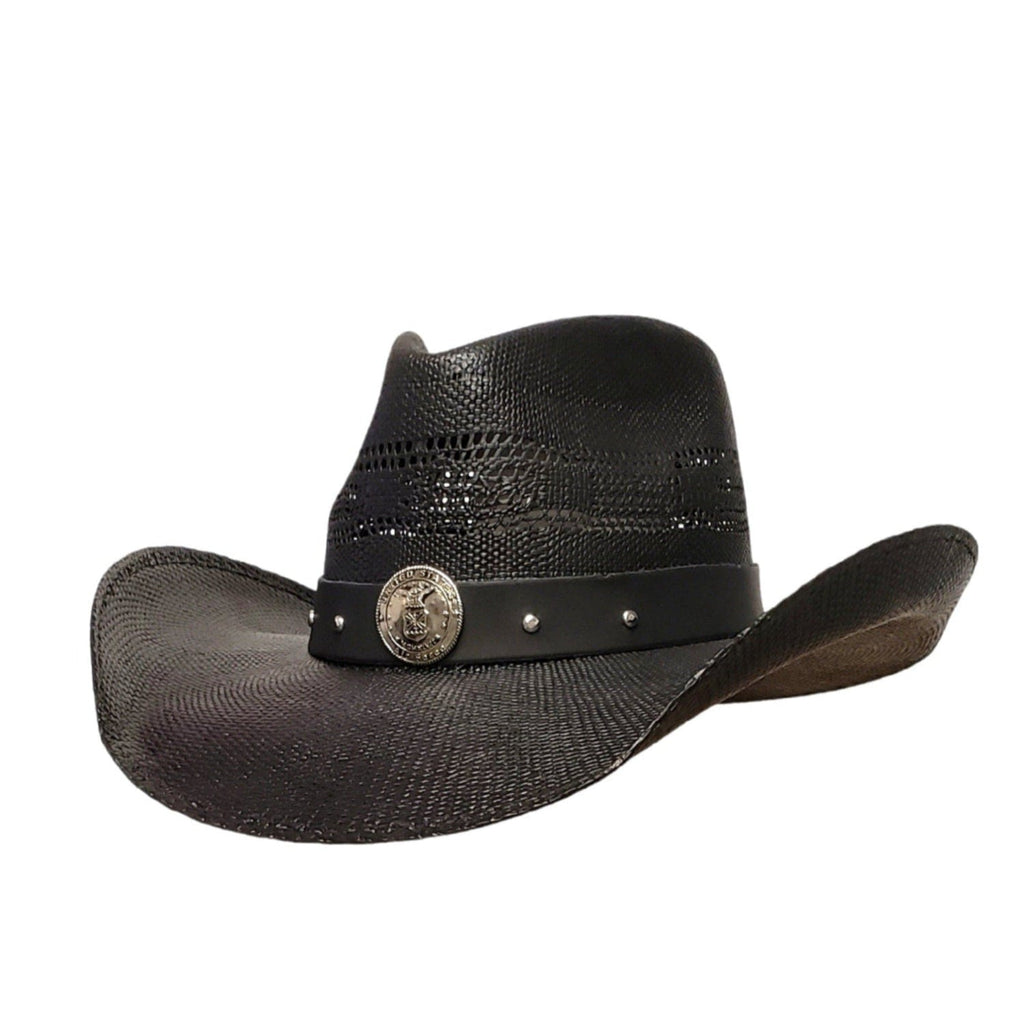 Gone Country Hats Men & Women's Hats Small  fits 6-7/8 to 7 / Black Straw Don't Tread On Me - Black Straw