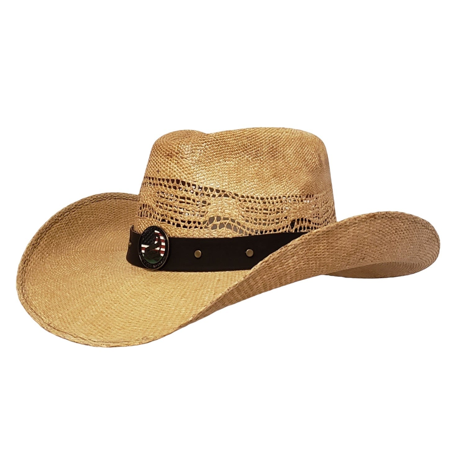 Gone Country Hats Men & Women's Hats Small  fits 6-7/8 to 7 / Brown Straw Don't Tread On Me - Brown Straw
