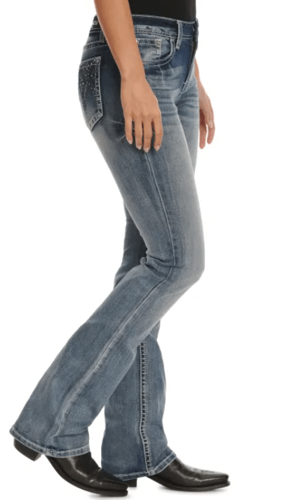 Grace in LA Women's Diamond Embossed Mid Rise Bootcut Jeans