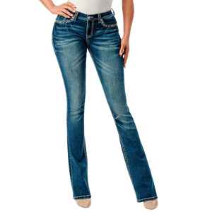 Grace In LA Jeans Grace in LA Necklace Embellishment Mid Rise Bootcut Jeans EBS647-32