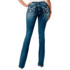 Grace In LA Jeans Grace in LA Necklace Embellishment Mid Rise Bootcut Jeans EBS647