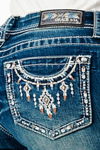 Grace In LA Jeans Grace in LA Necklace Embellishment Mid Rise Bootcut Jeans EBS647