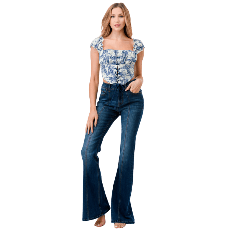 Grace In LA Jeans Grace in LA Women's Medium Blue High Rise Flare Jeans HL9578