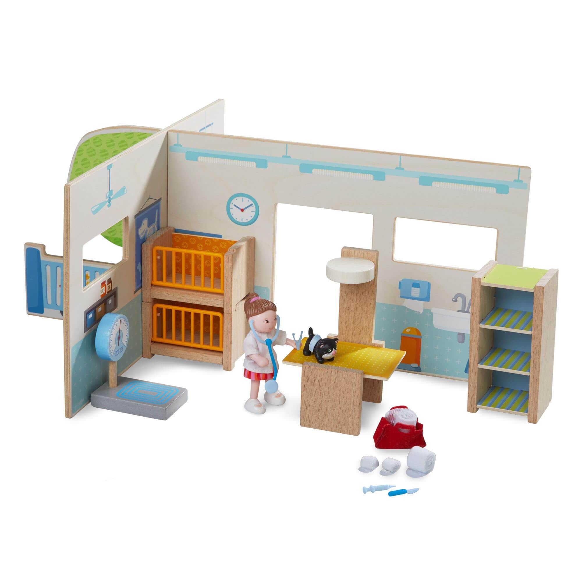 HABA USA Little Friend Buildings Little Friends Vet Clinic Play Set with Rebecca Doll
