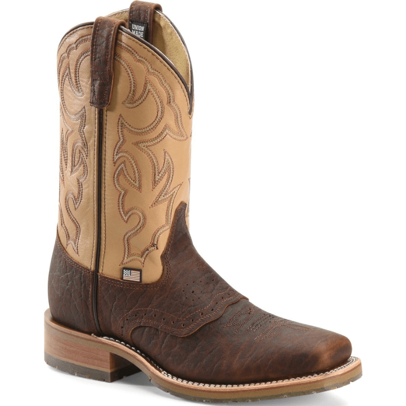 HH BROWN Boots Double H Men's ICE Graham Brown Bison and Echo Taupe Roper Boots DH4305